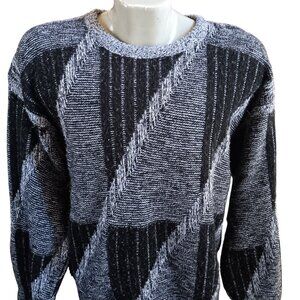 Vintage Men's Large Crewneck Sweater 1980's Ugly Biggie Edison Geometric USA